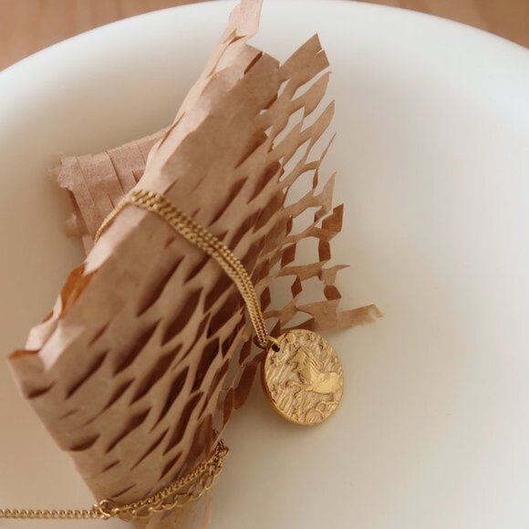 NEW 18K Gold Plated Vintage Embossed Lion Coin Necklace - Picture 7 of 9